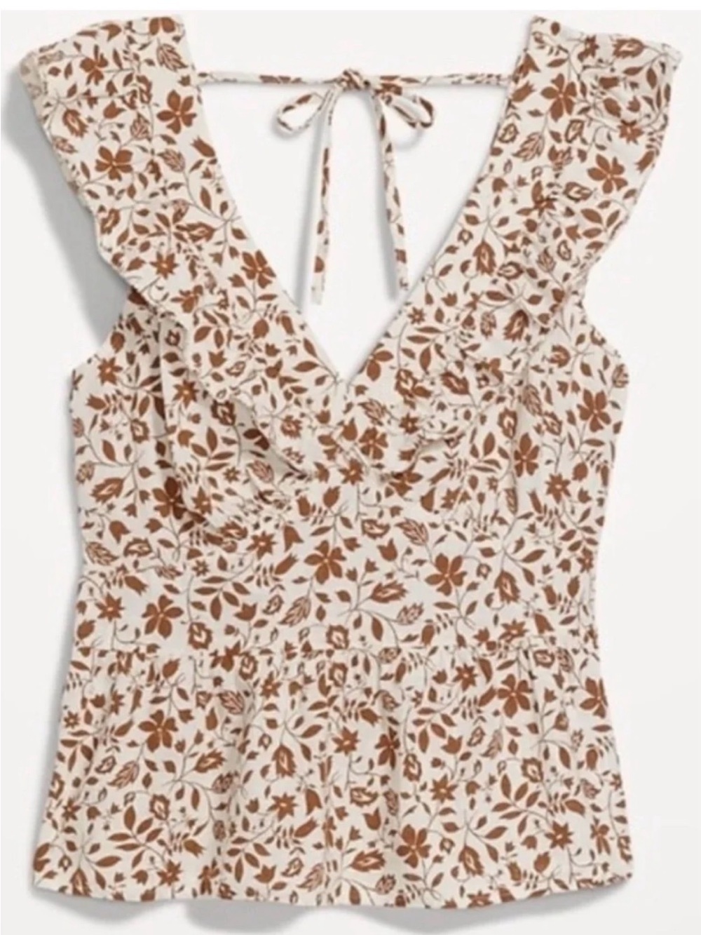 Old Navy Flutter Sleeve Floral Tie-Back Sleeveless Top